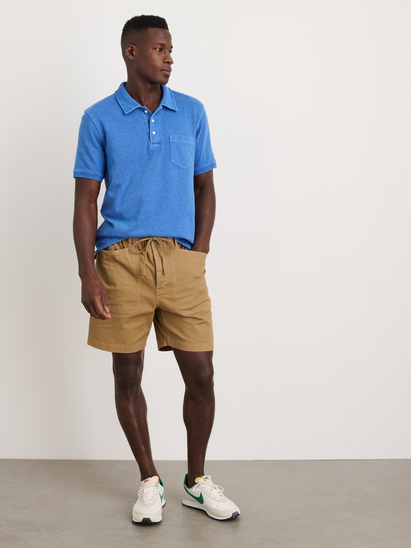 Pull on Button Fly Shorts - Warm Khaki