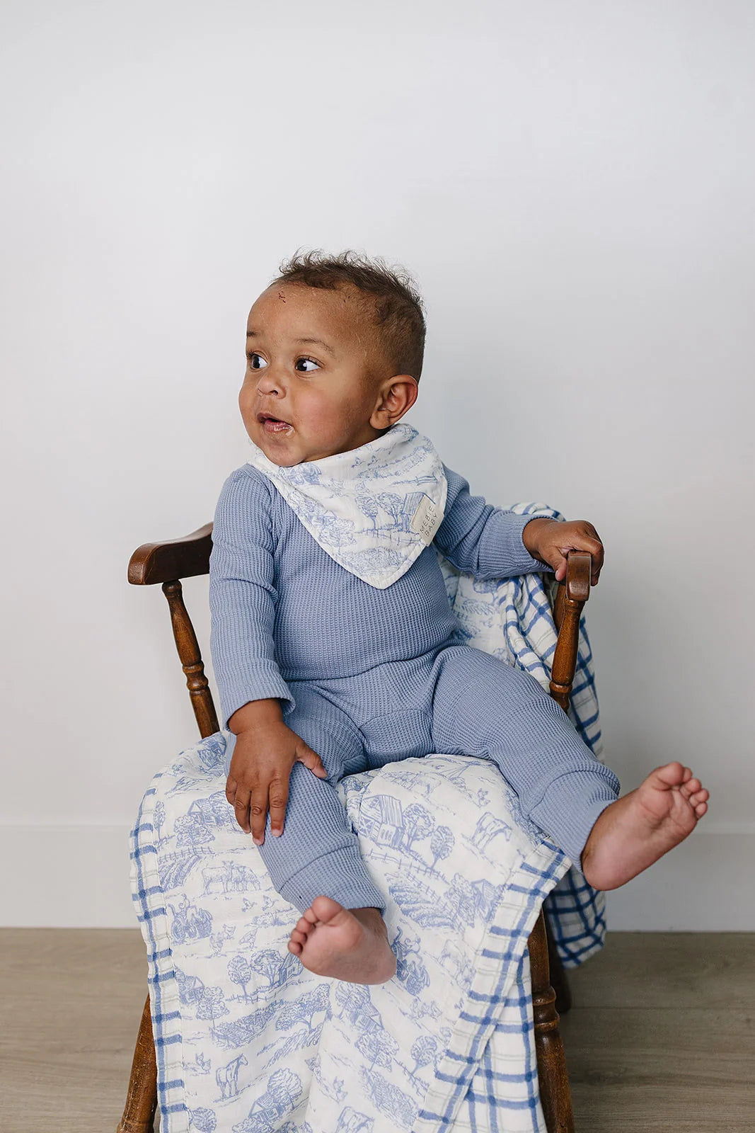 Cotton Muslin Bib - Farm Toile