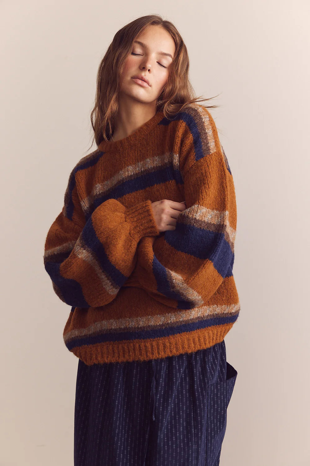 Baby Alpaca Wool Blend Crew Neck Sweater