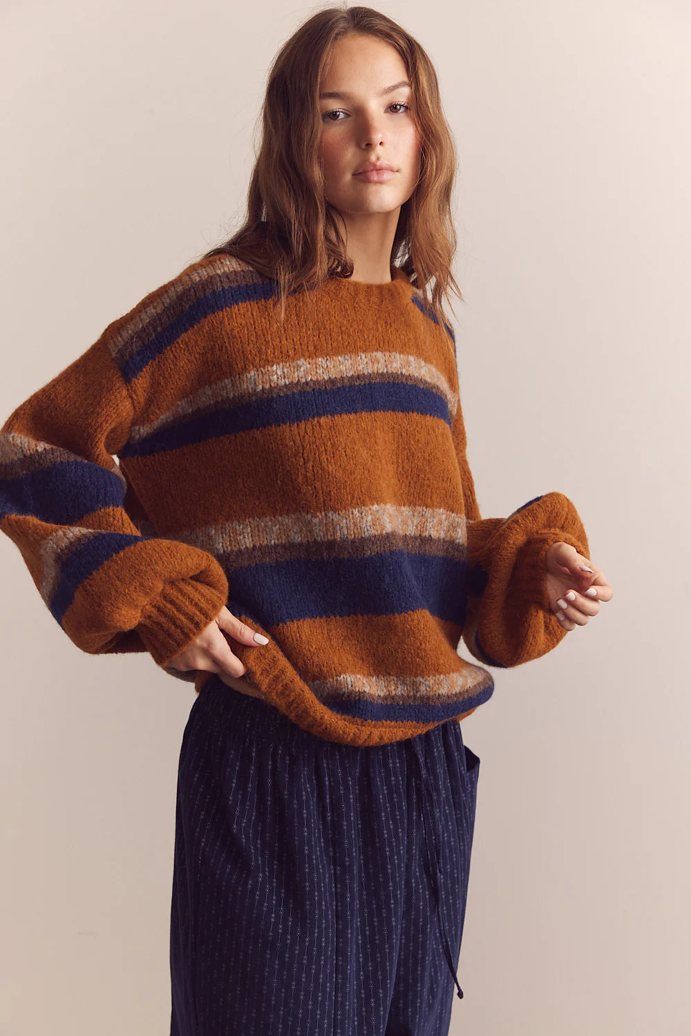 Baby Alpaca Wool Blend Crew Neck Sweater