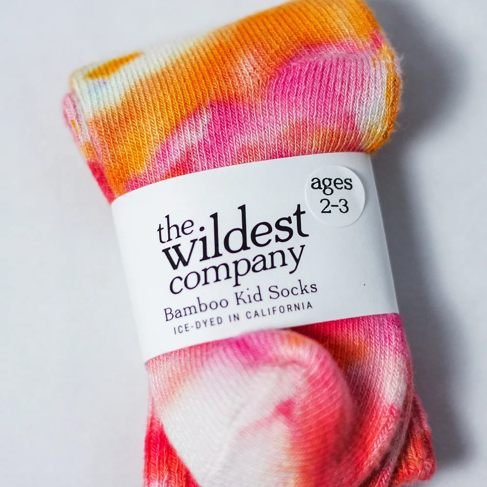 Ice-Dyed Bamboo Kid Socks - Golden Hour