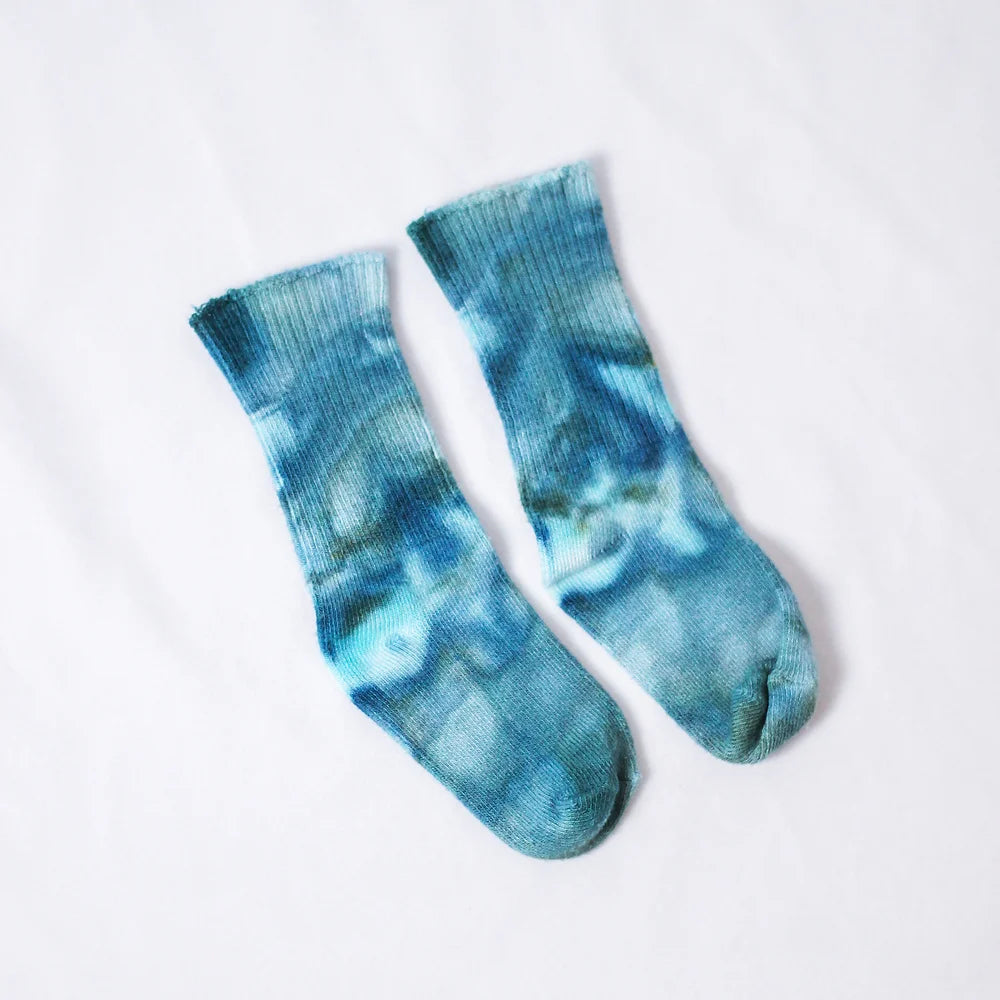 Ice-Dyed Bamboo Kid Socks - Blue Lagoon