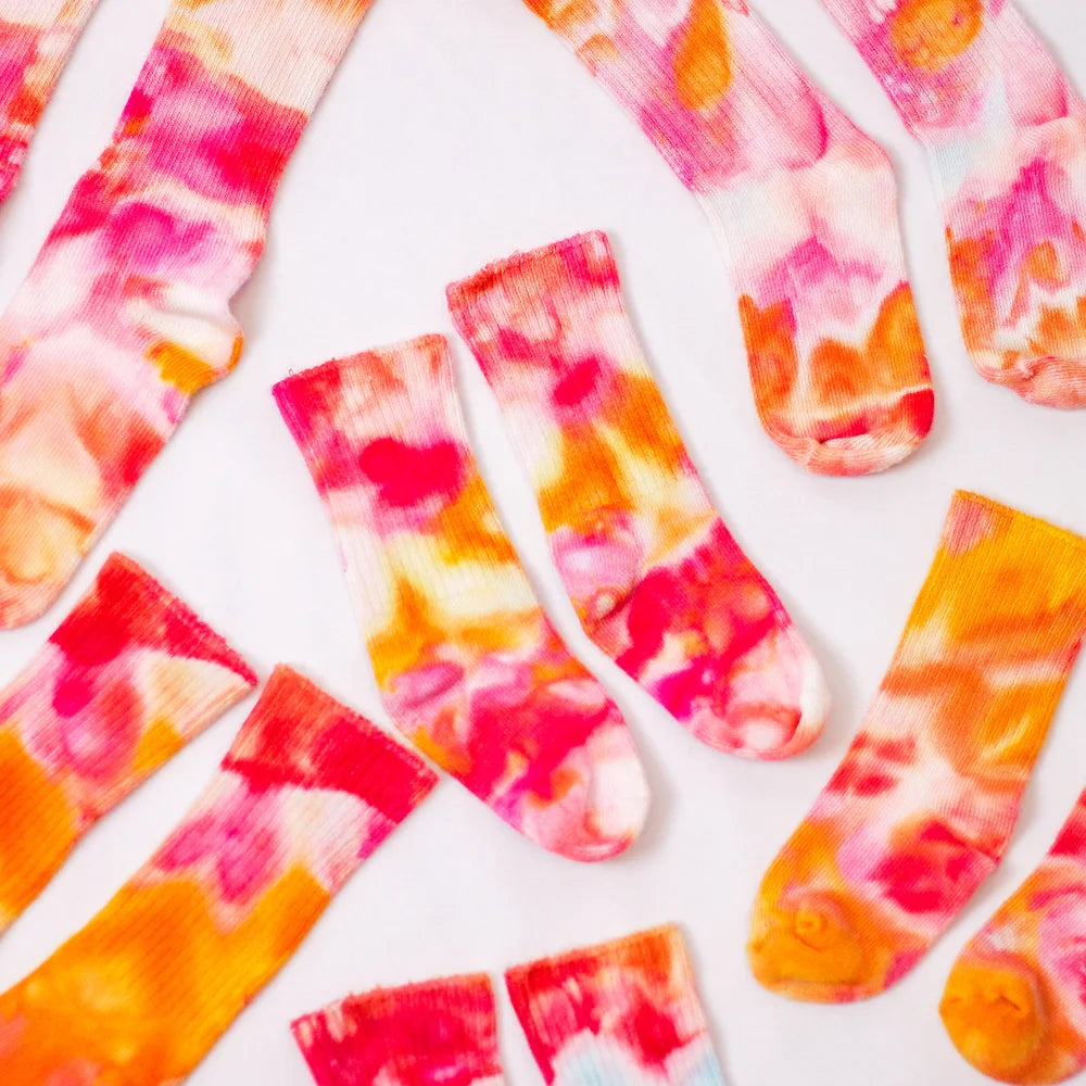 Ice-Dyed Bamboo Kid Socks - Golden Hour