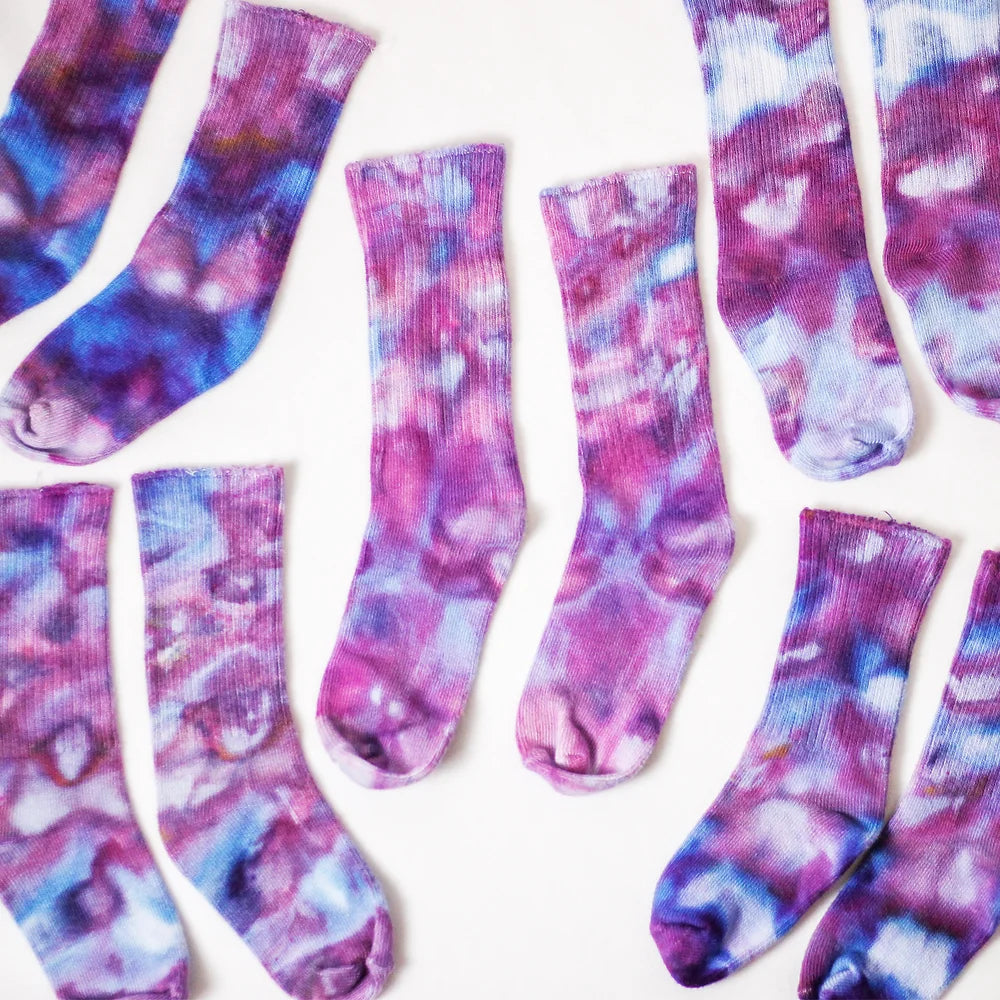 Ice-Dyed Bamboo Kid Socks - Ultraviolet