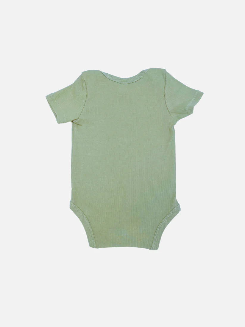 Flower Short Sleeve Onesie - Green.