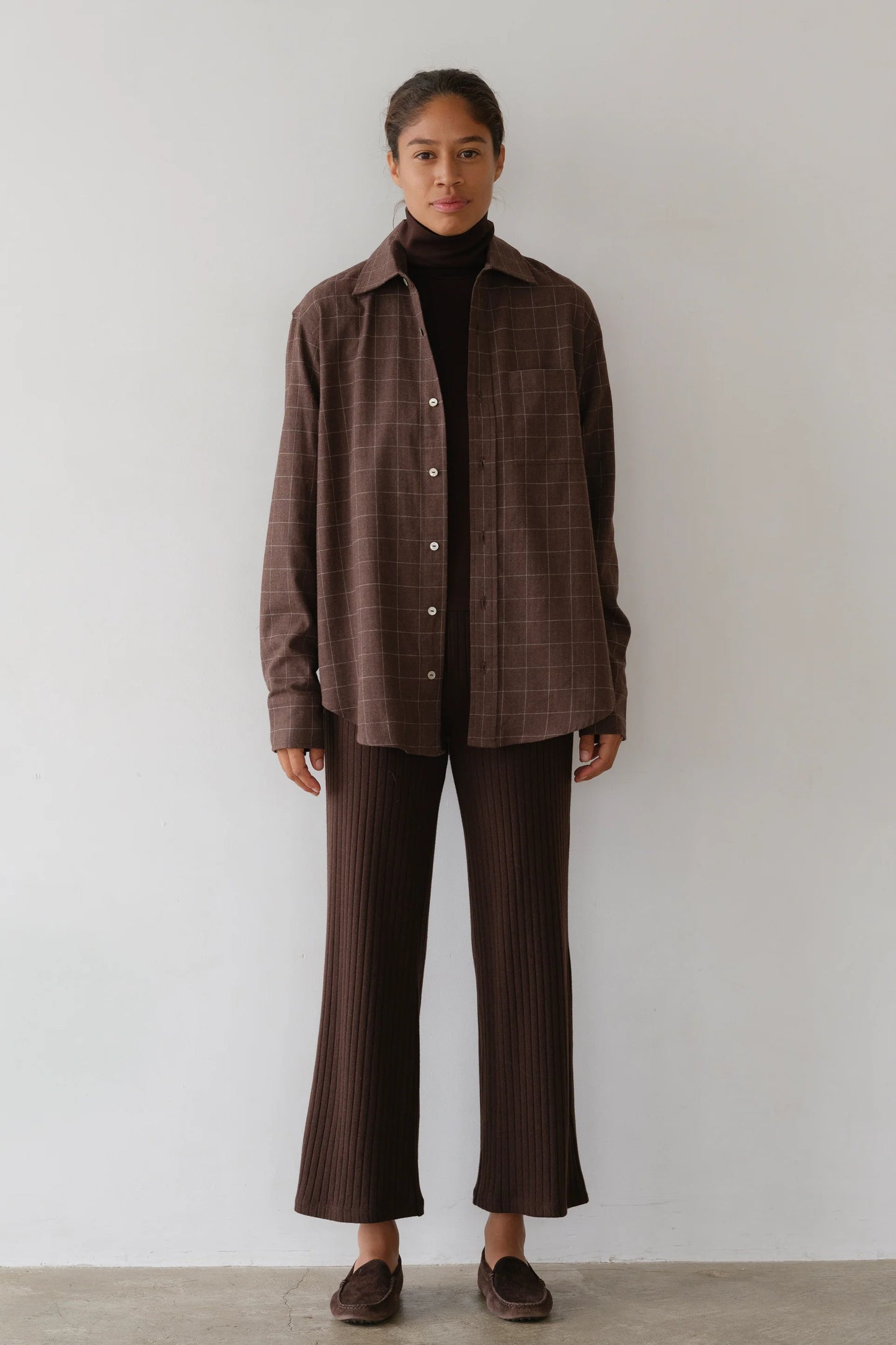 The Flannel Windowpane Shirt- Espresso.
