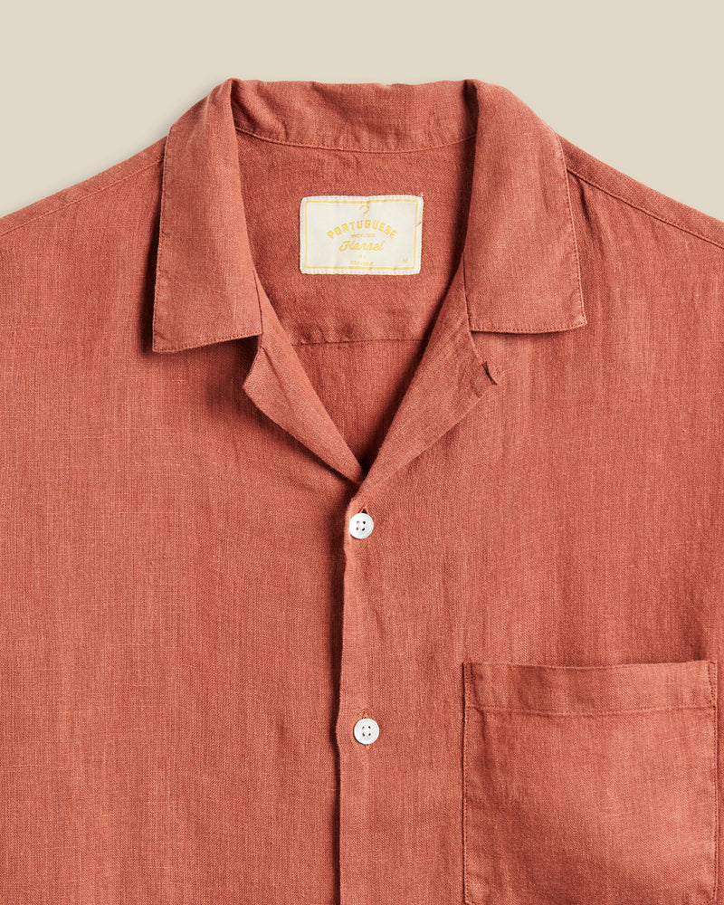Linen Camp Collar- Terracota