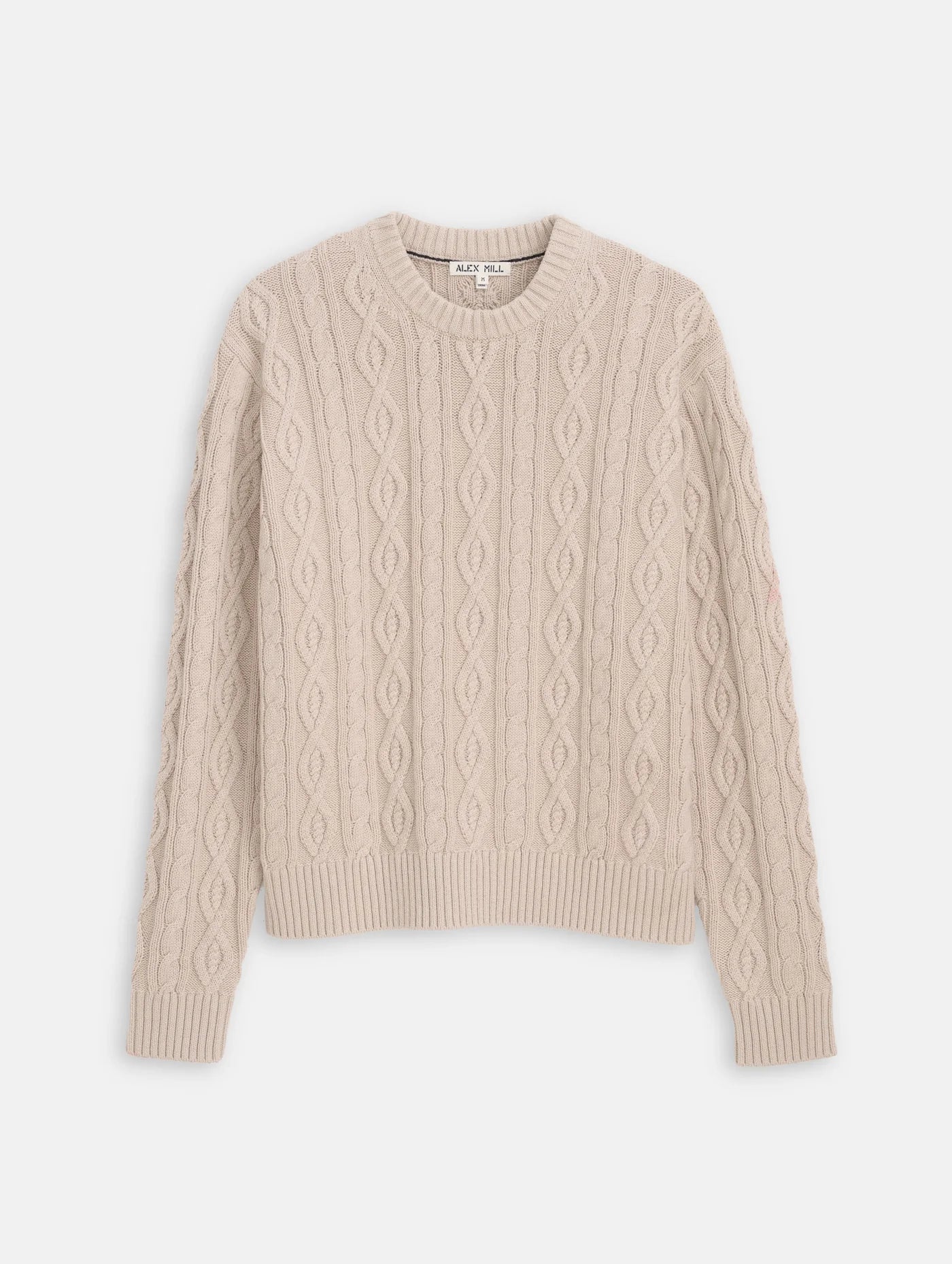 Aaron Cable Sweater in Cotton - Heather Sand