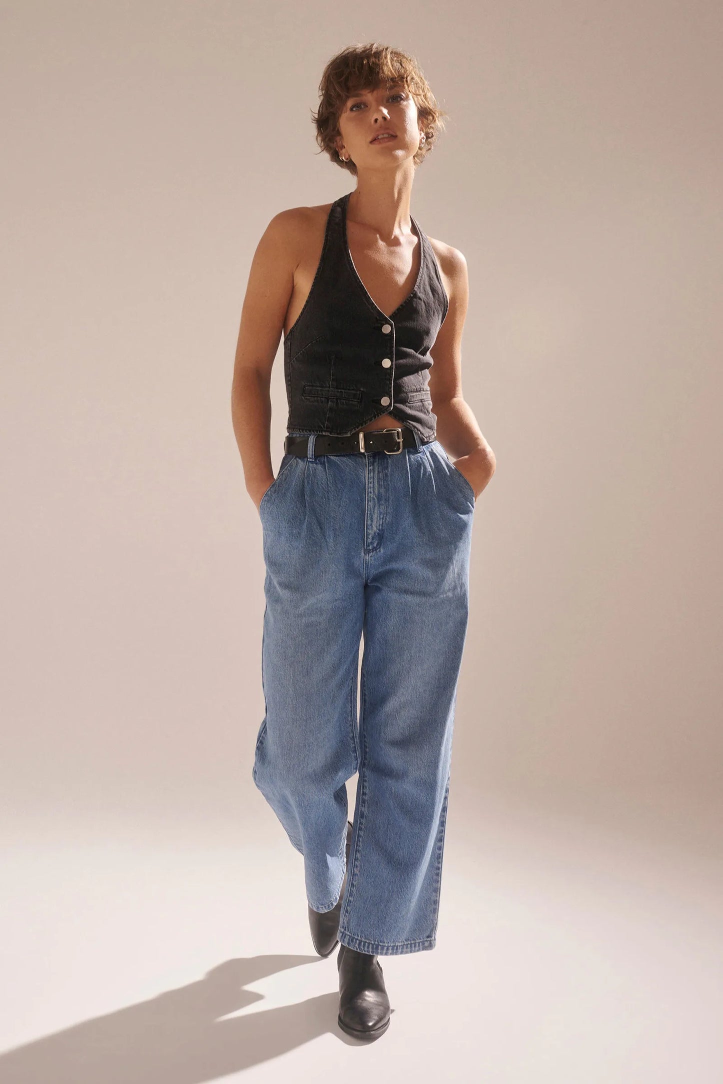 Chloe Pleat Pant - Azure
