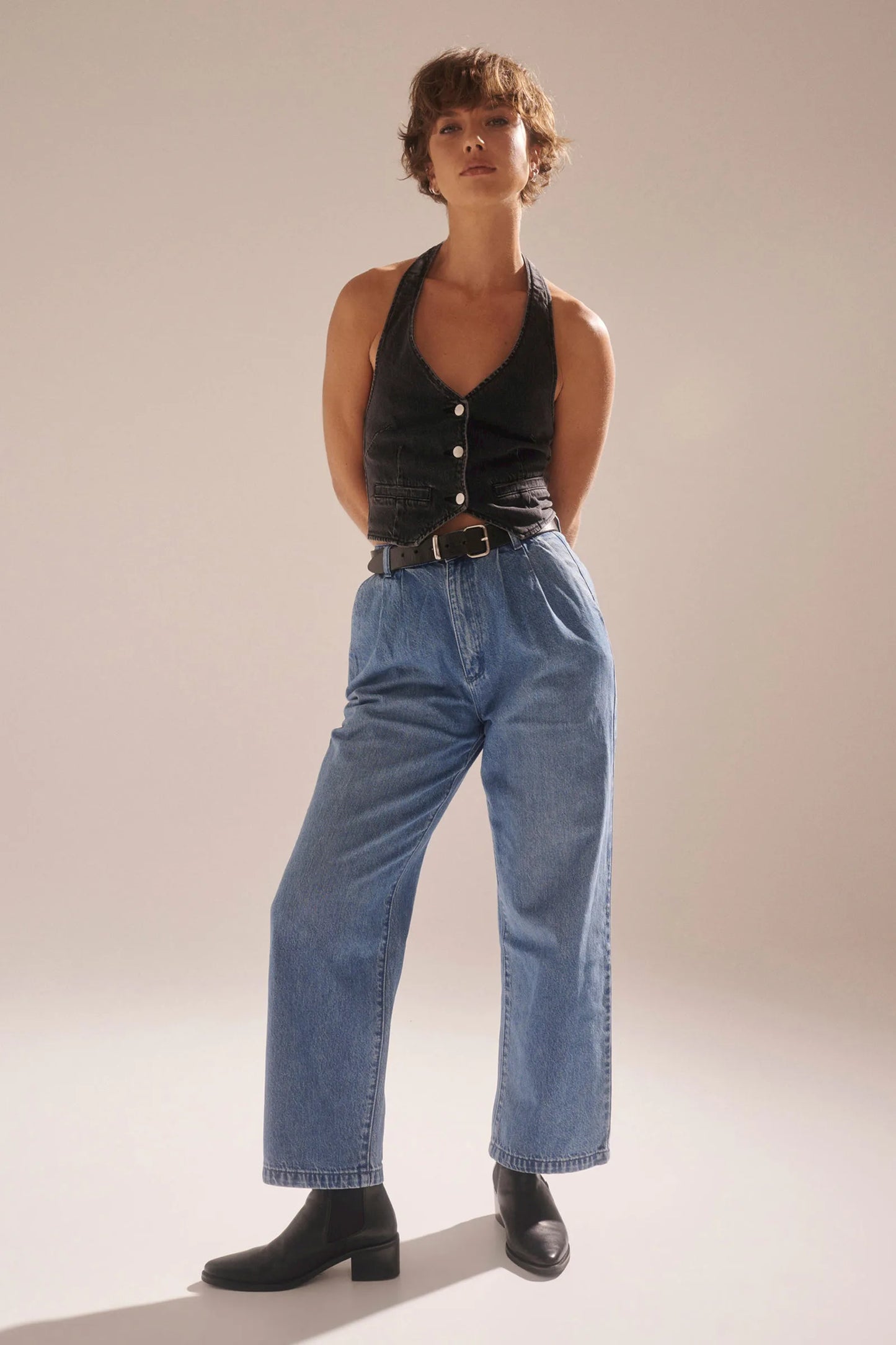 Chloe Pleat Pant - Azure