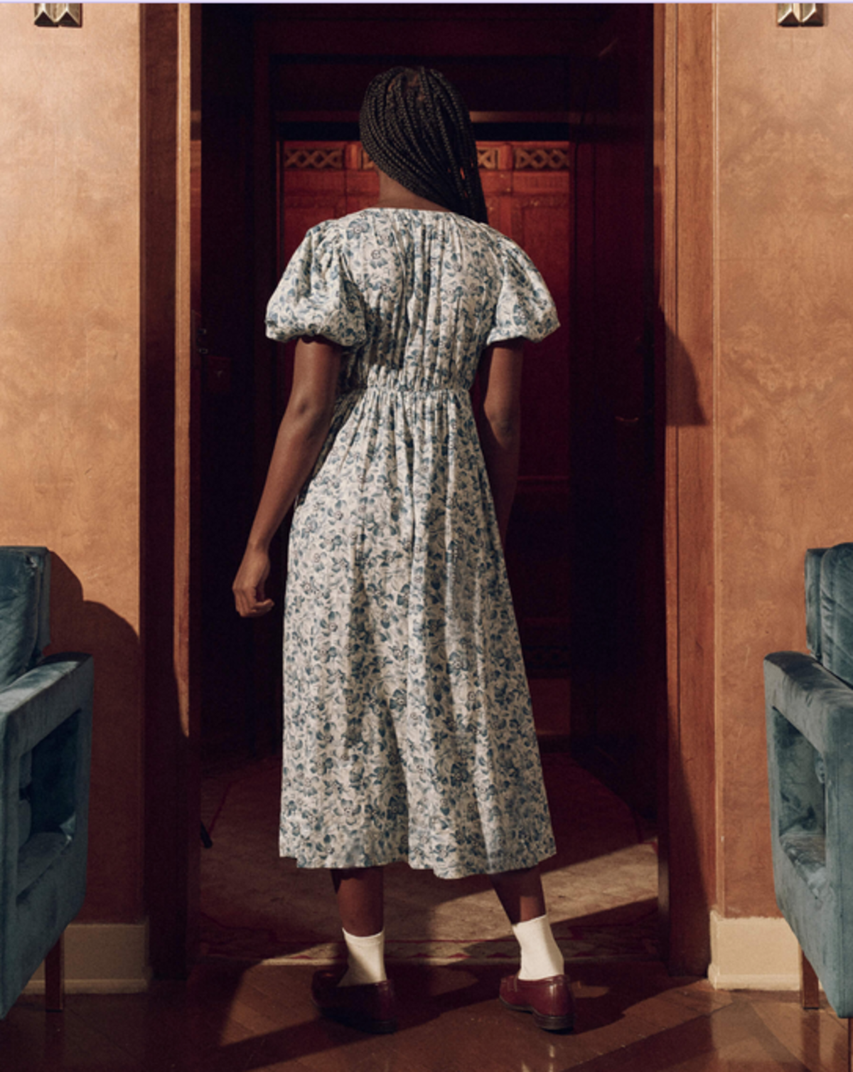 The Gallery Dress - Light Sky Pressed Floral Print