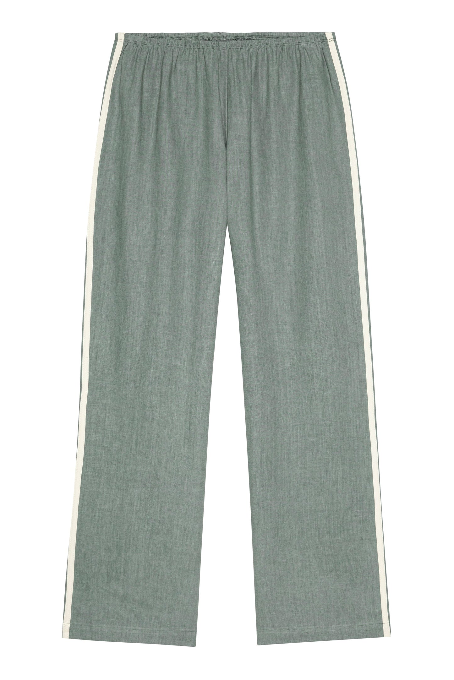 The Linen Crop Stripe Pant - Sage