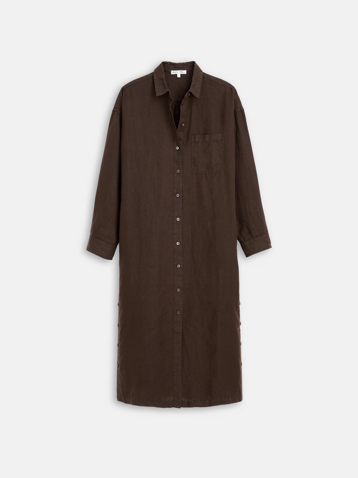 Kerry Dress In Linen - Roasted Bean