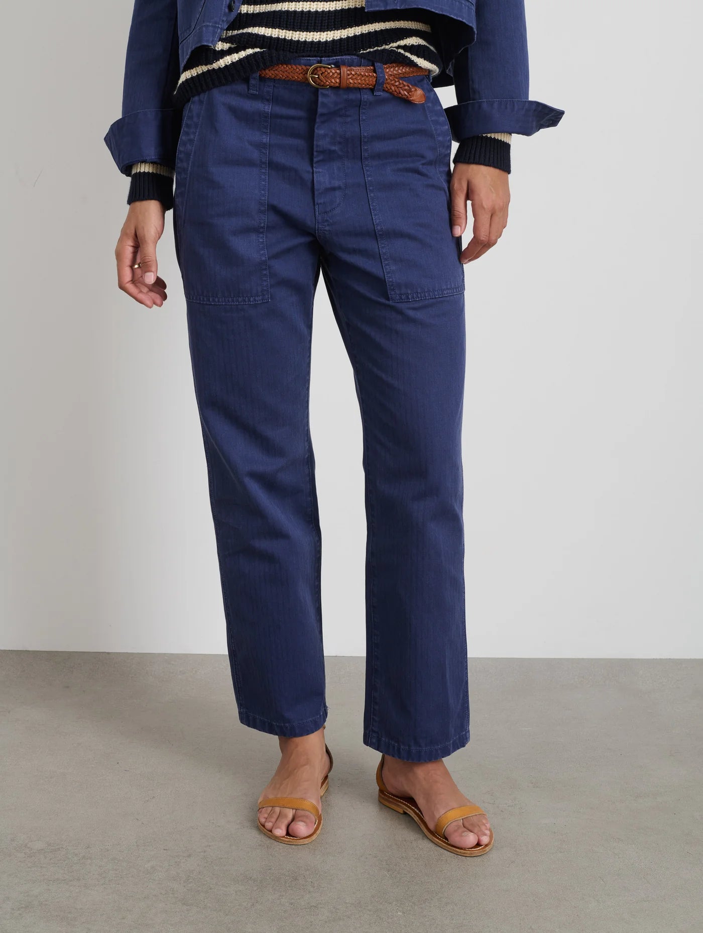 Neil Pant in Herringbone - Midnight Blue