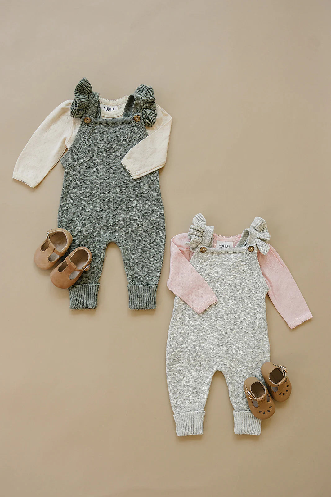 Ruffle Knit Overalls - Grey