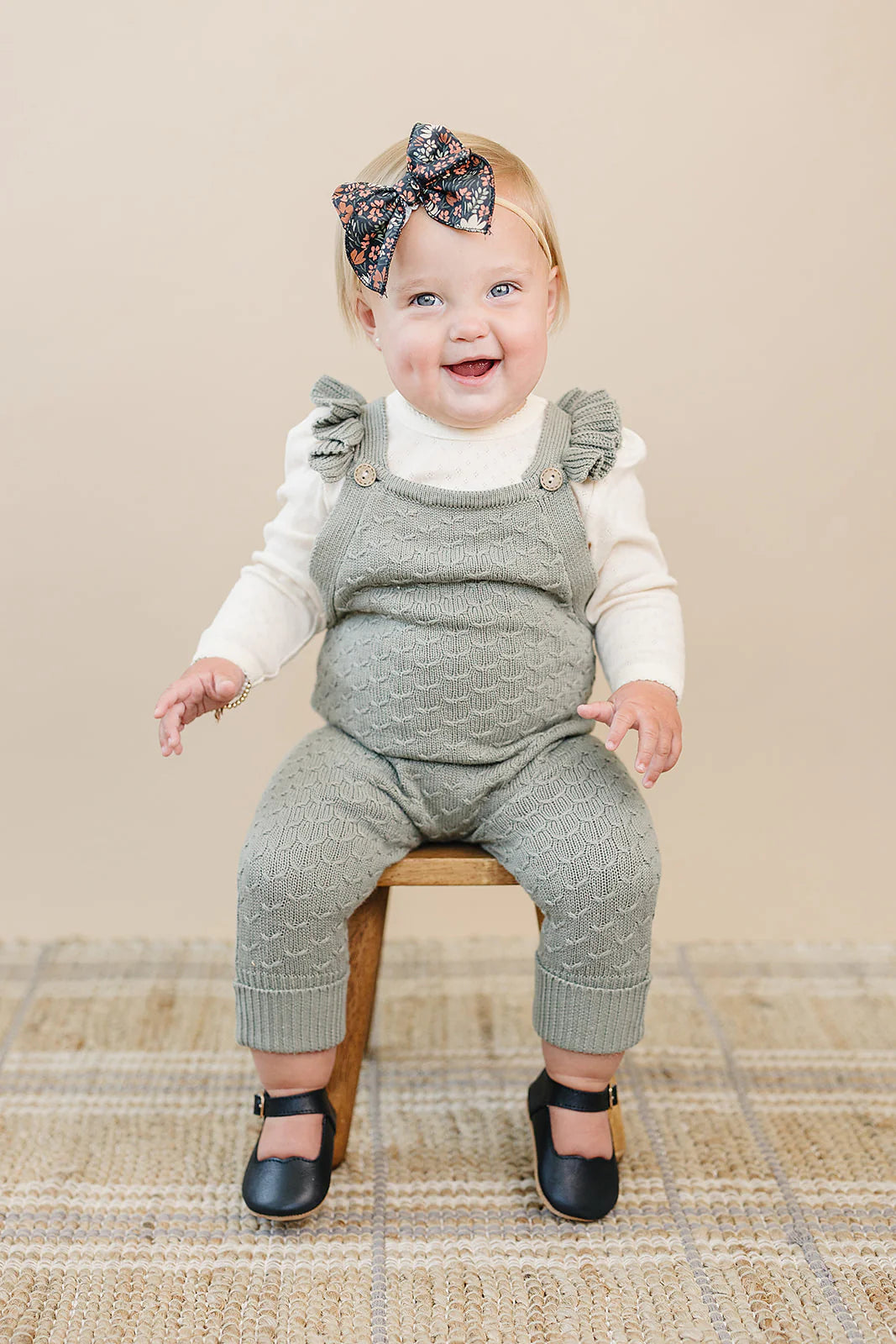 Ruffle Knit Overalls - Grey