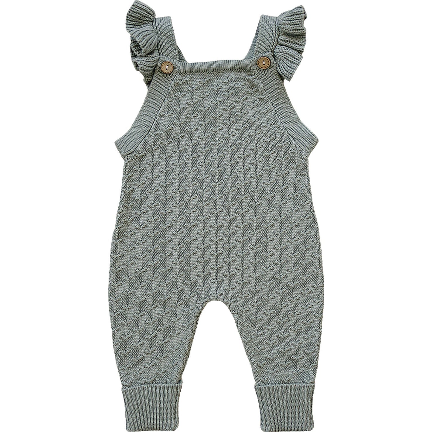 Ruffle Knit Overalls - Grey