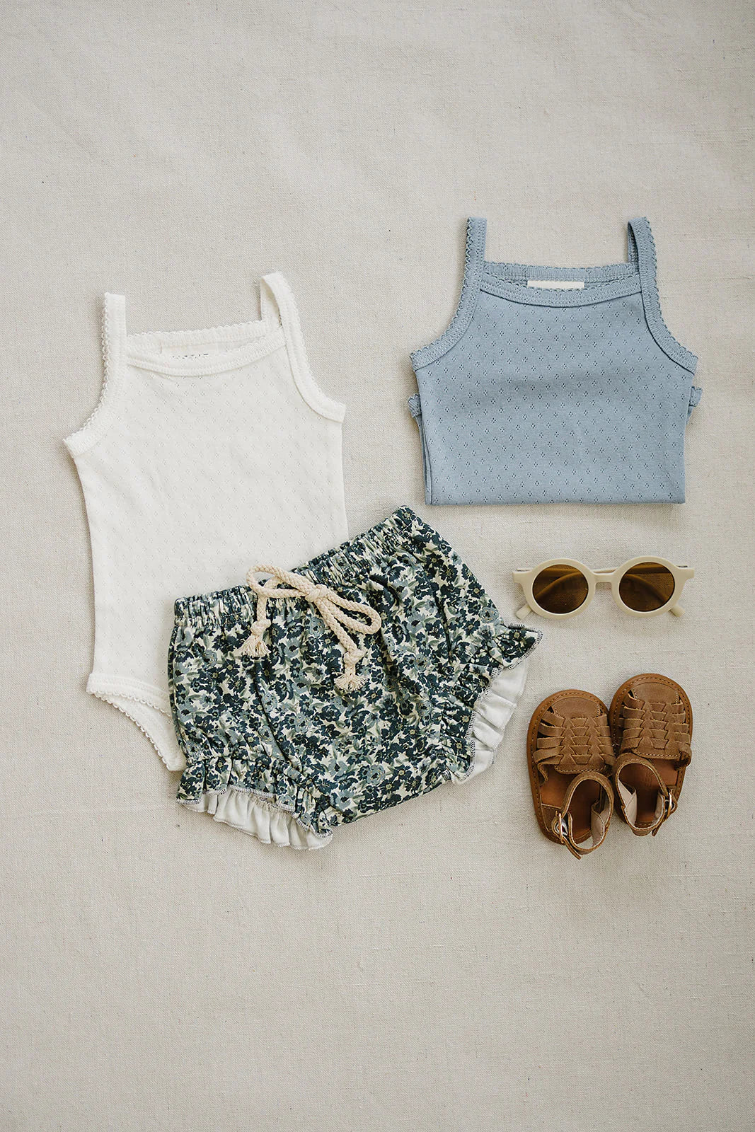 Dusty Blue Pointelle Tank Bodysuit