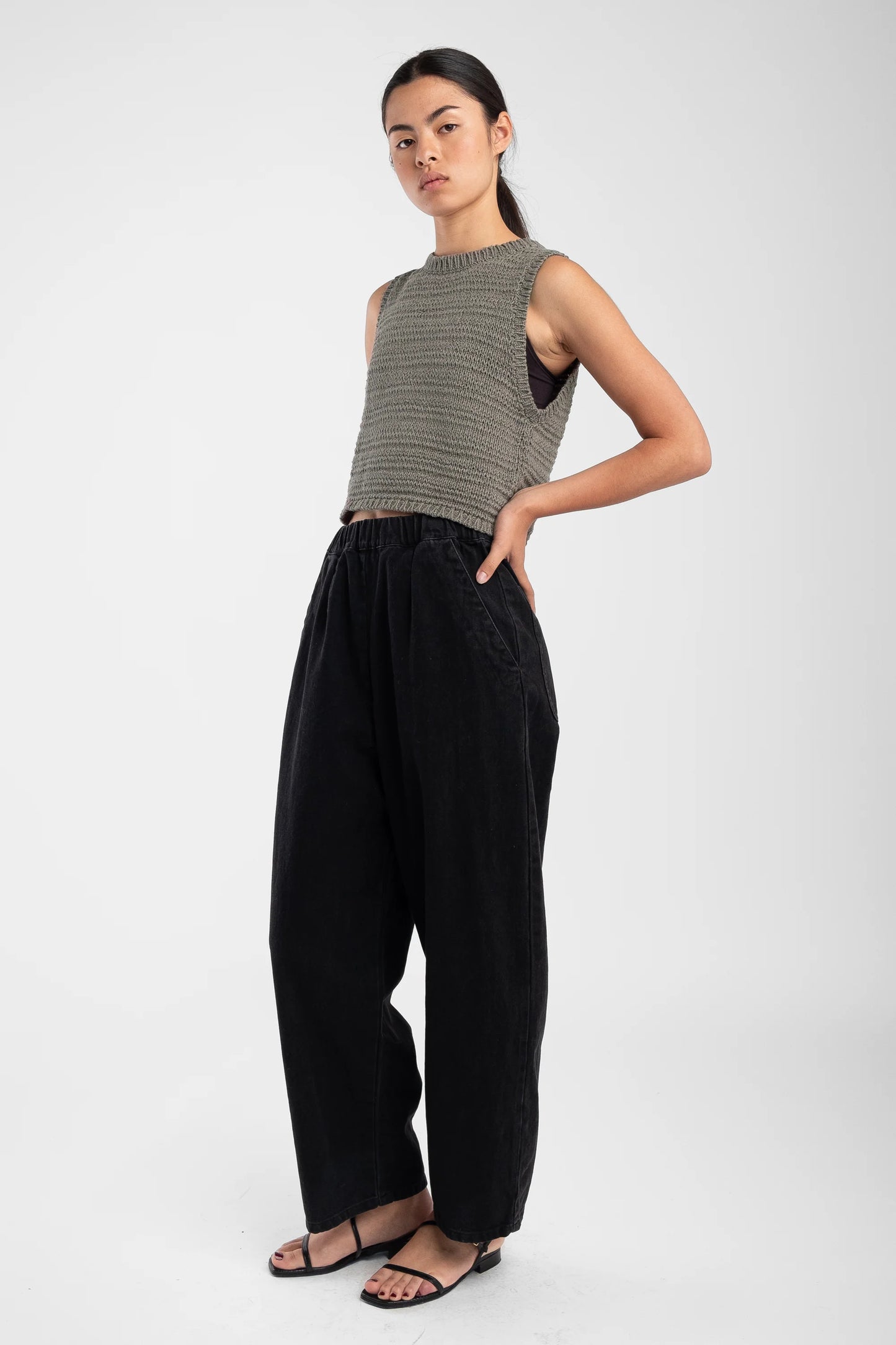 Faded Black Barrel Pant