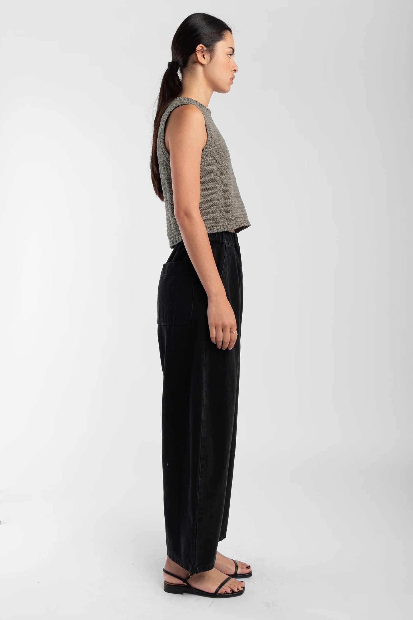 Faded Black Barrel Pant