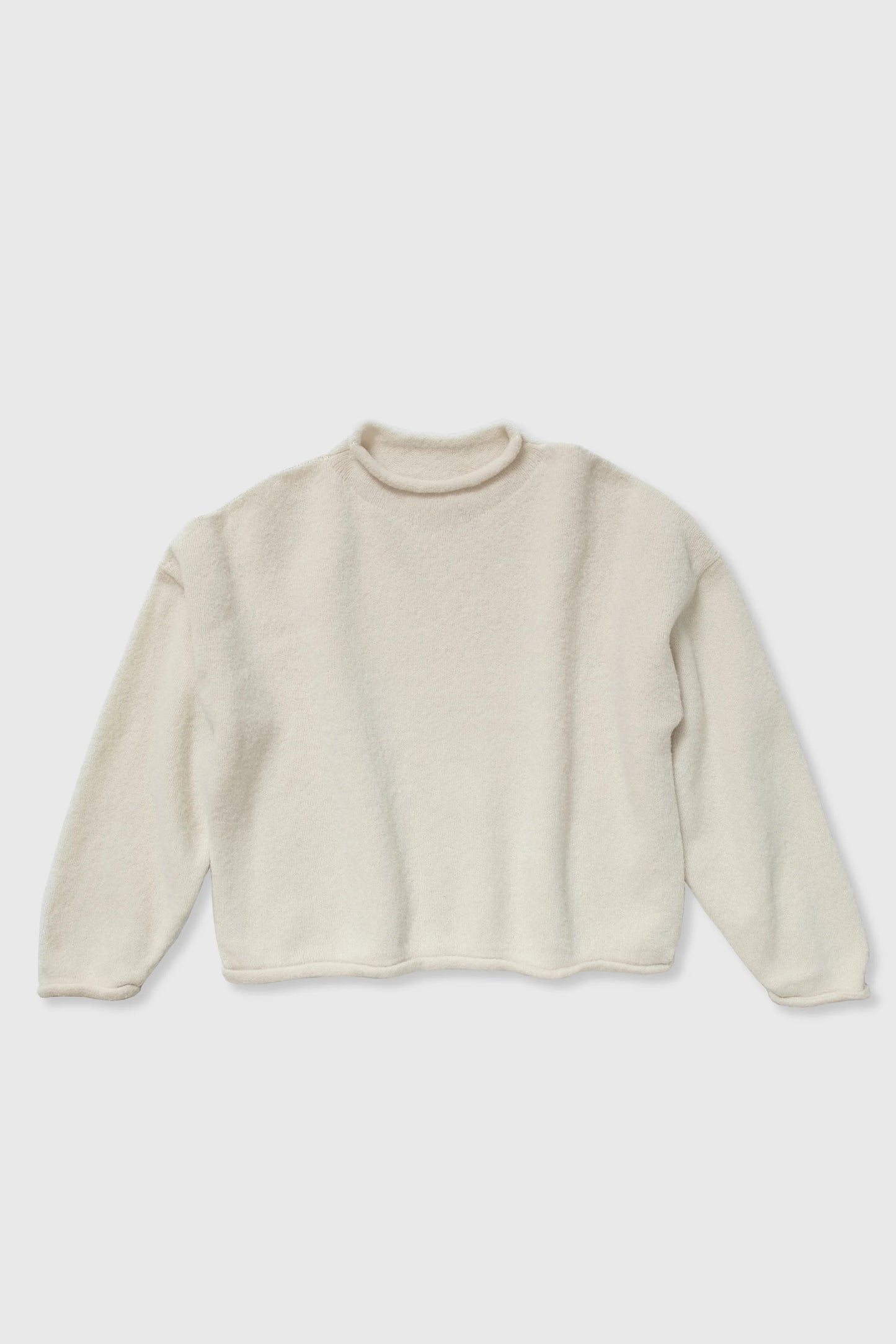 Boucle Rolled Sweater - Cream