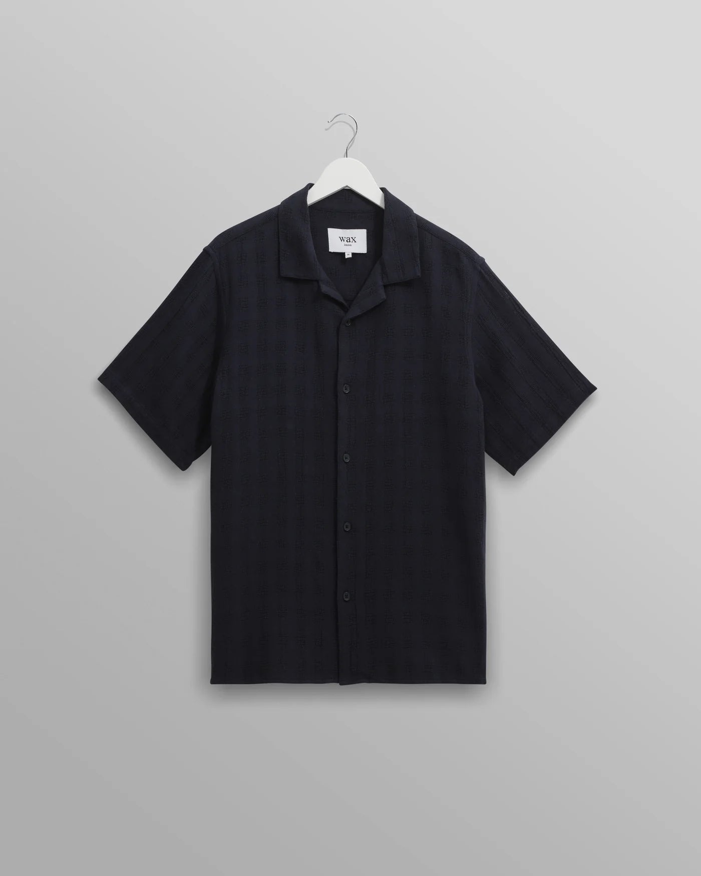 Didcot Open Weave Grid Short Sleeve Shirt - Navy