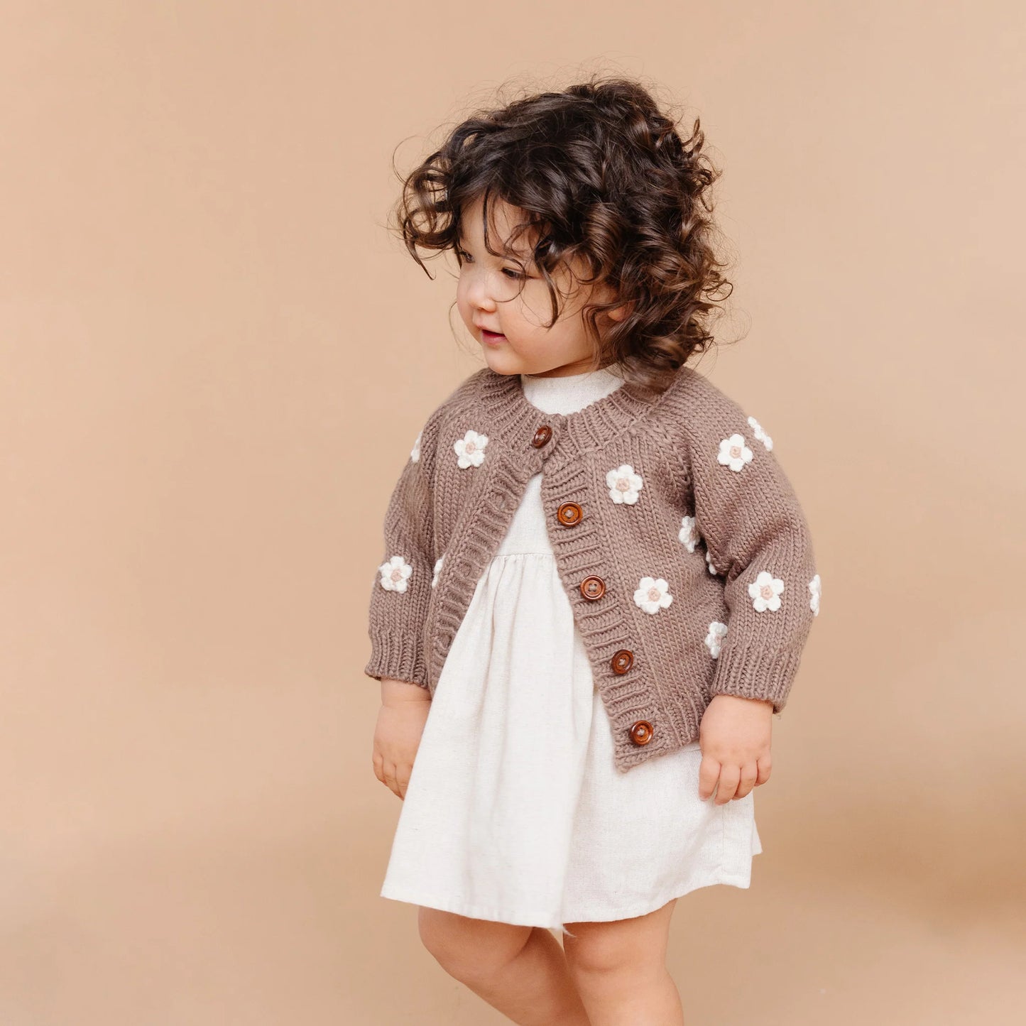 Flower Cardigan - Tan