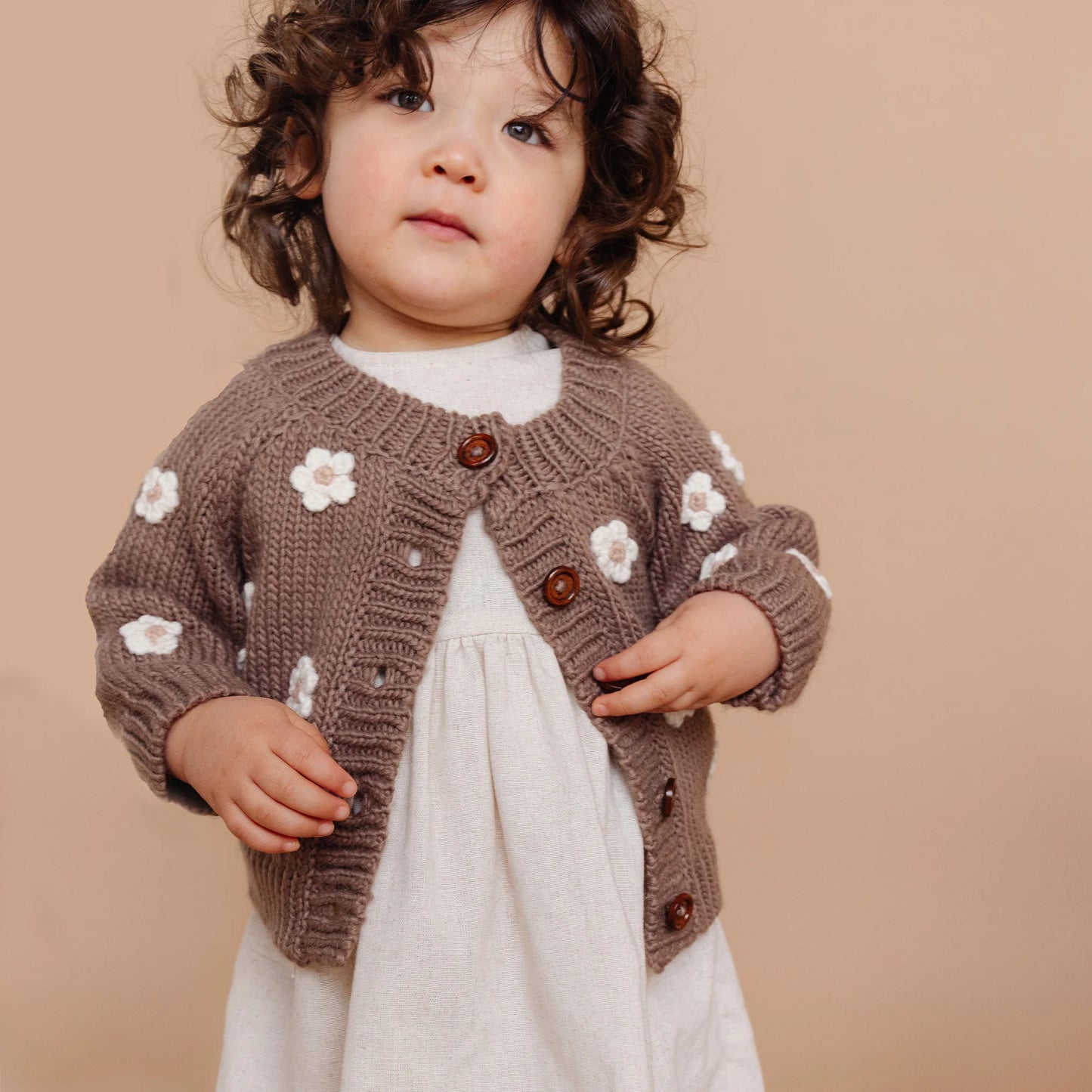 Flower Cardigan - Tan