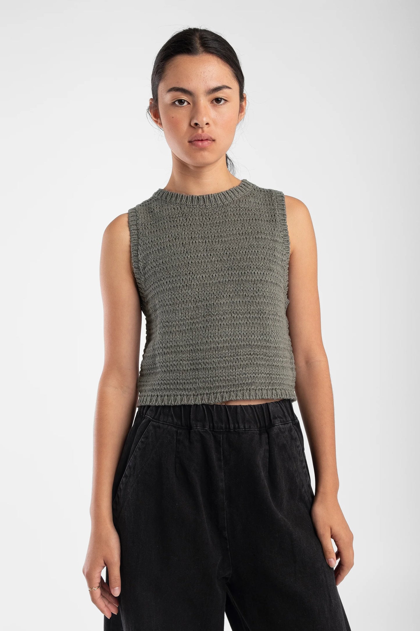 Fog Green Ribbon Tank