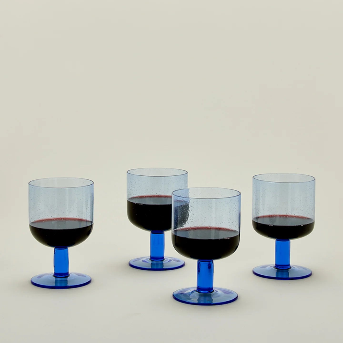 Simple Seeded Glassware - Stemmed - Set of 4 - Blue