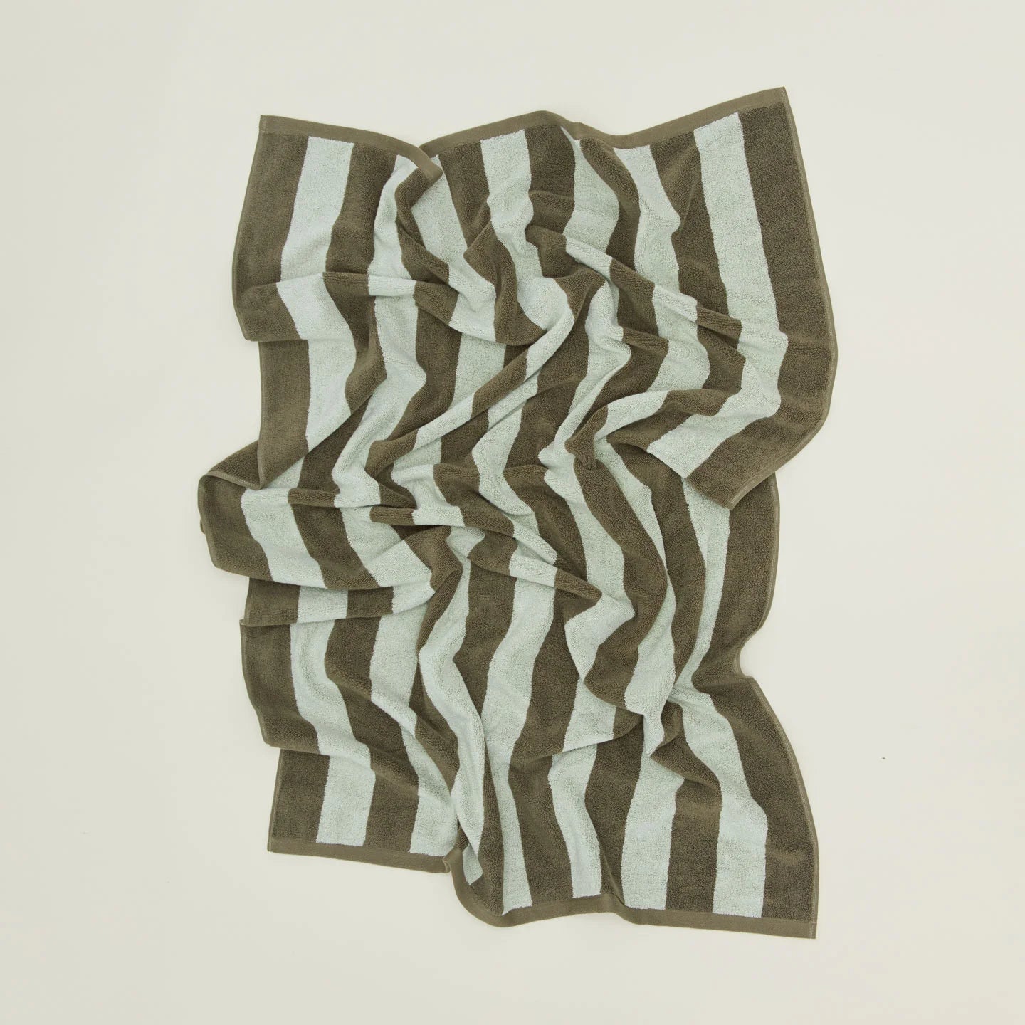 Simple Striped Terry Bath Towel - Sage/Olive.