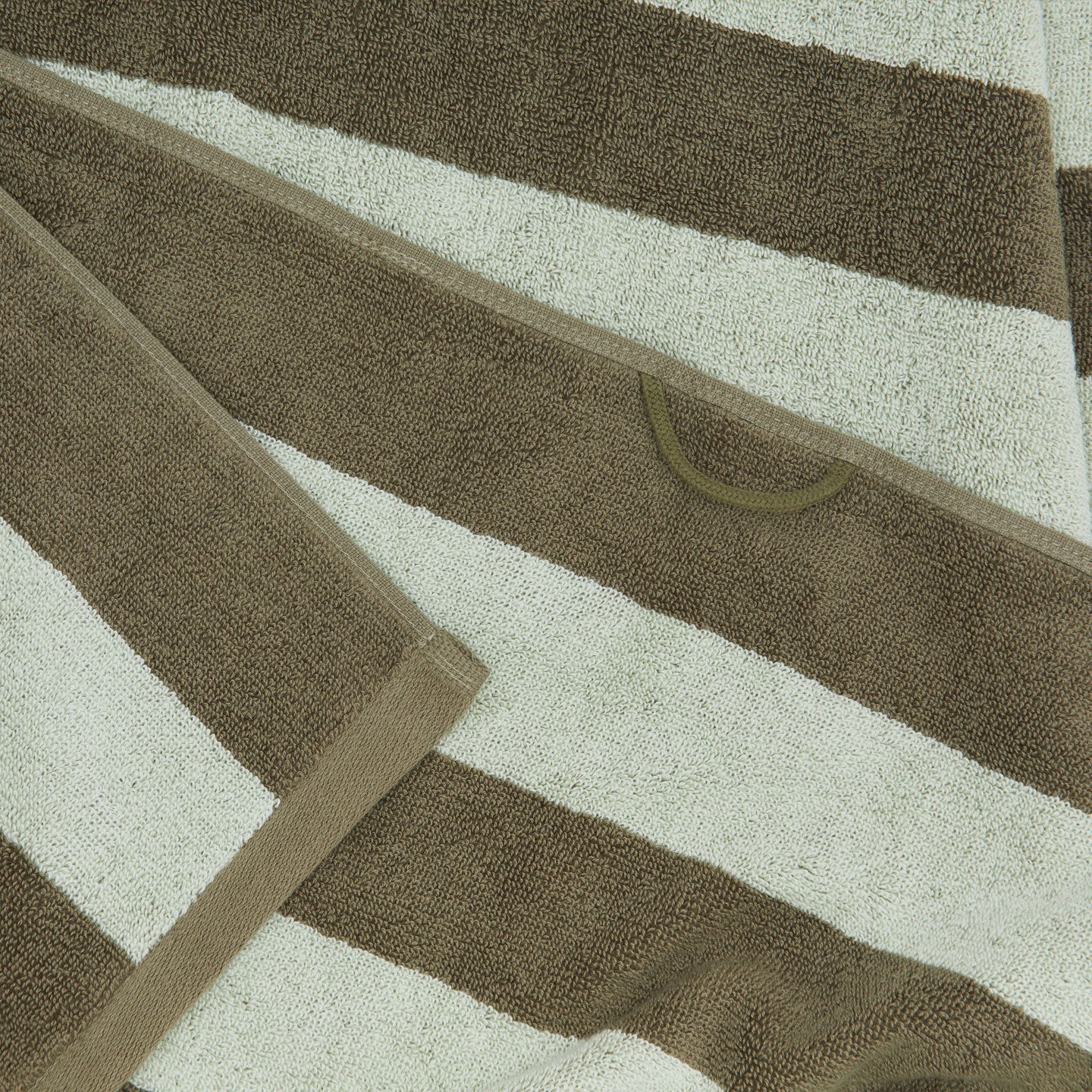 Simple Striped Terry Bath Towel - Sage/Olive.
