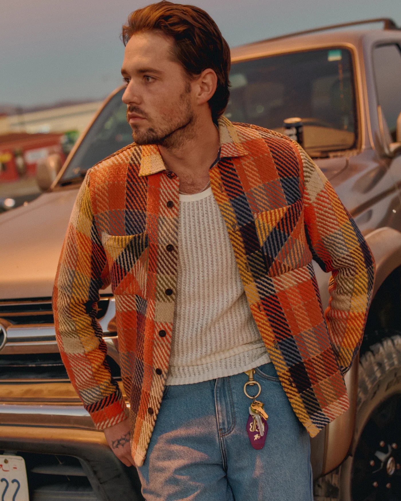 Whiting Overshirt - Pine Check Orange Multi