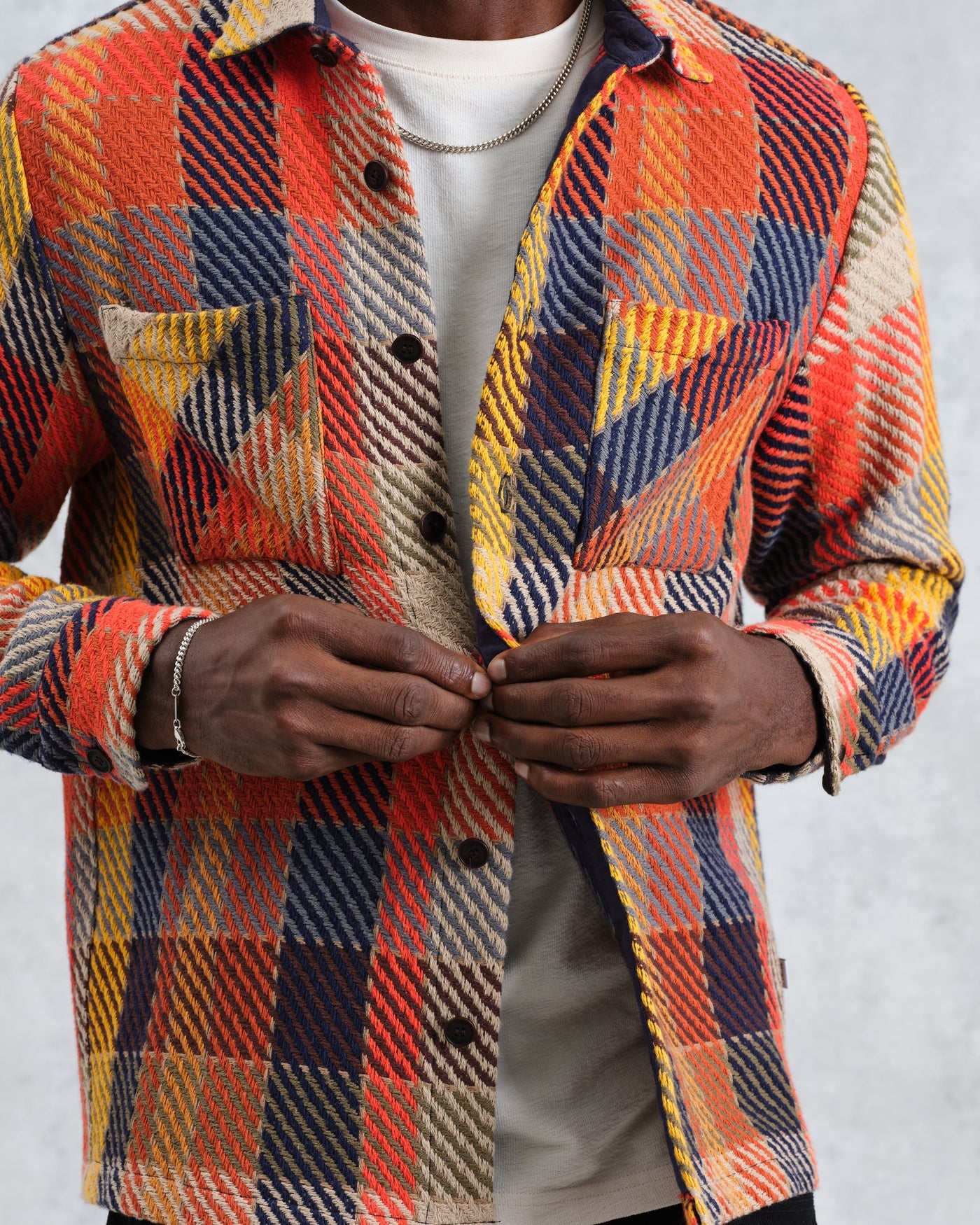 Whiting Overshirt - Pine Check Orange Multi