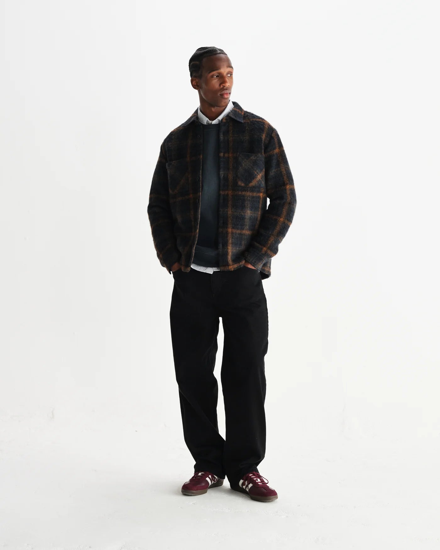 Whiting Overshirt Drawn Check - Teal/Orange.