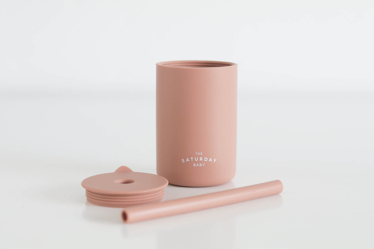 Silicone Straw Cup - Coral