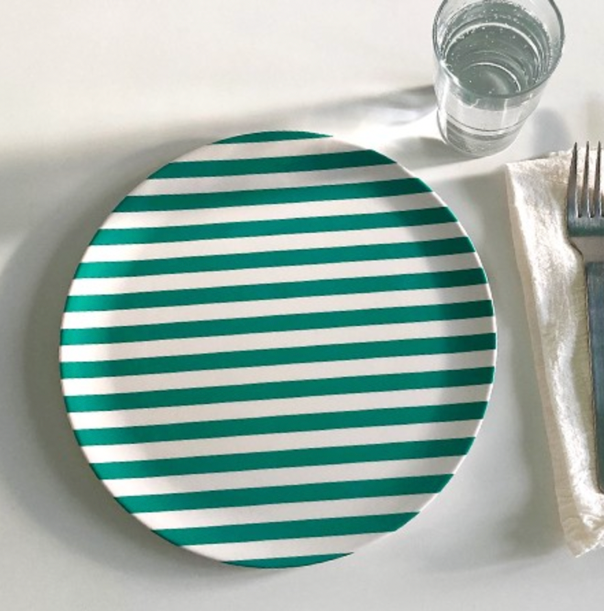 Green Stripe Dinner Plate
