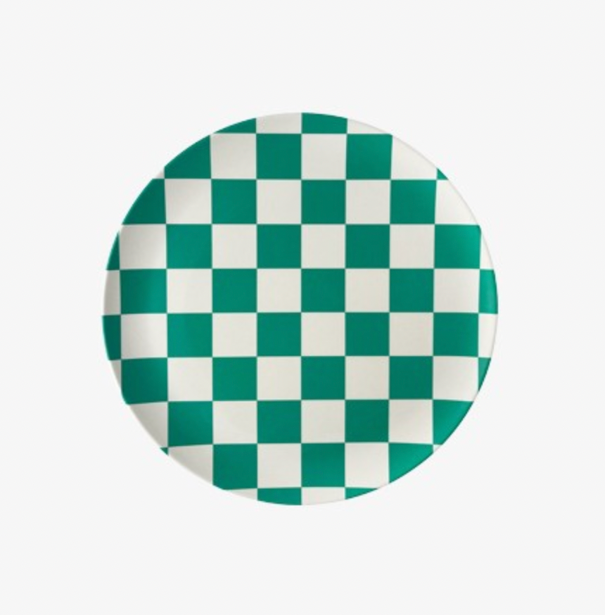 Green Check Side Plate - Set of 4