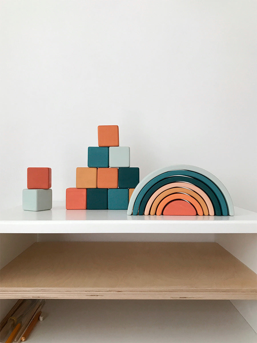 Mini Wooden Rainbow Nesting Arches - Lagoon