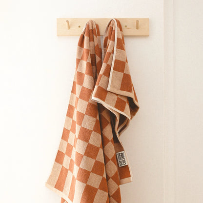 Bathhouse Check Organic Hand Towel - Clay