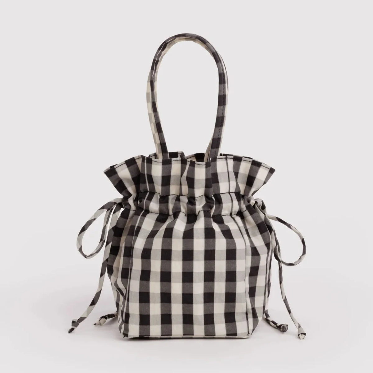 Nylon Drawstring - Black & Cream Gingham