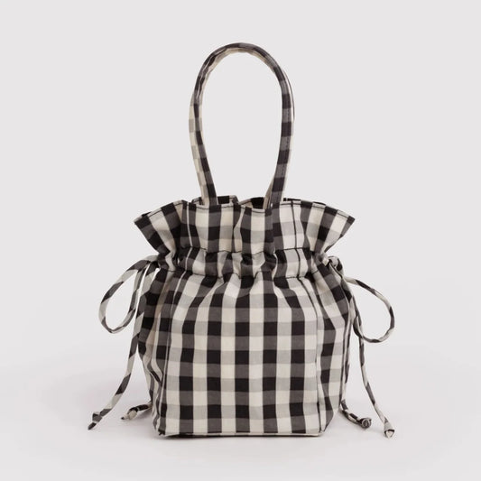 Nylon Drawstring - Black & Cream Gingham