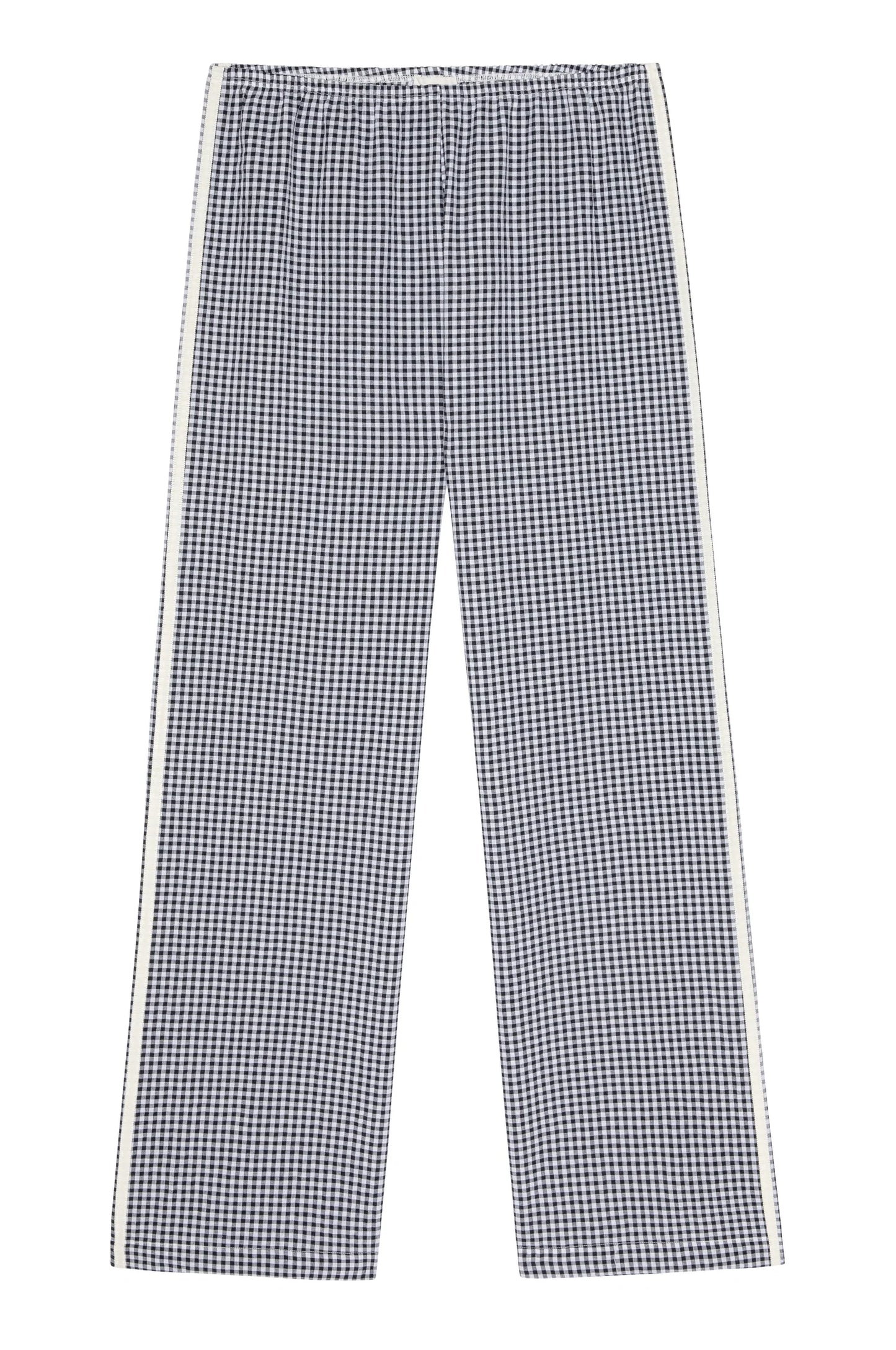 The Cotton Gingham Stripe Crop Pant- Jet