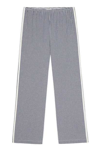 The Cotton Gingham Stripe Crop Pant- Jet