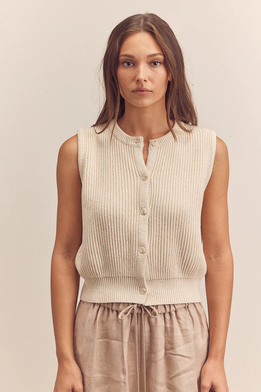 Button Down Sleeveless Sweater
