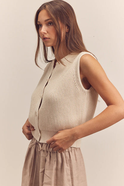 Button Down Sleeveless Sweater