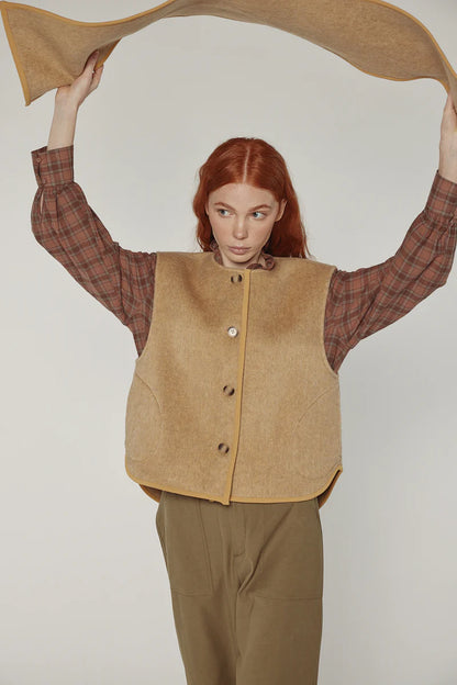 Wool Blended Scarf Vest