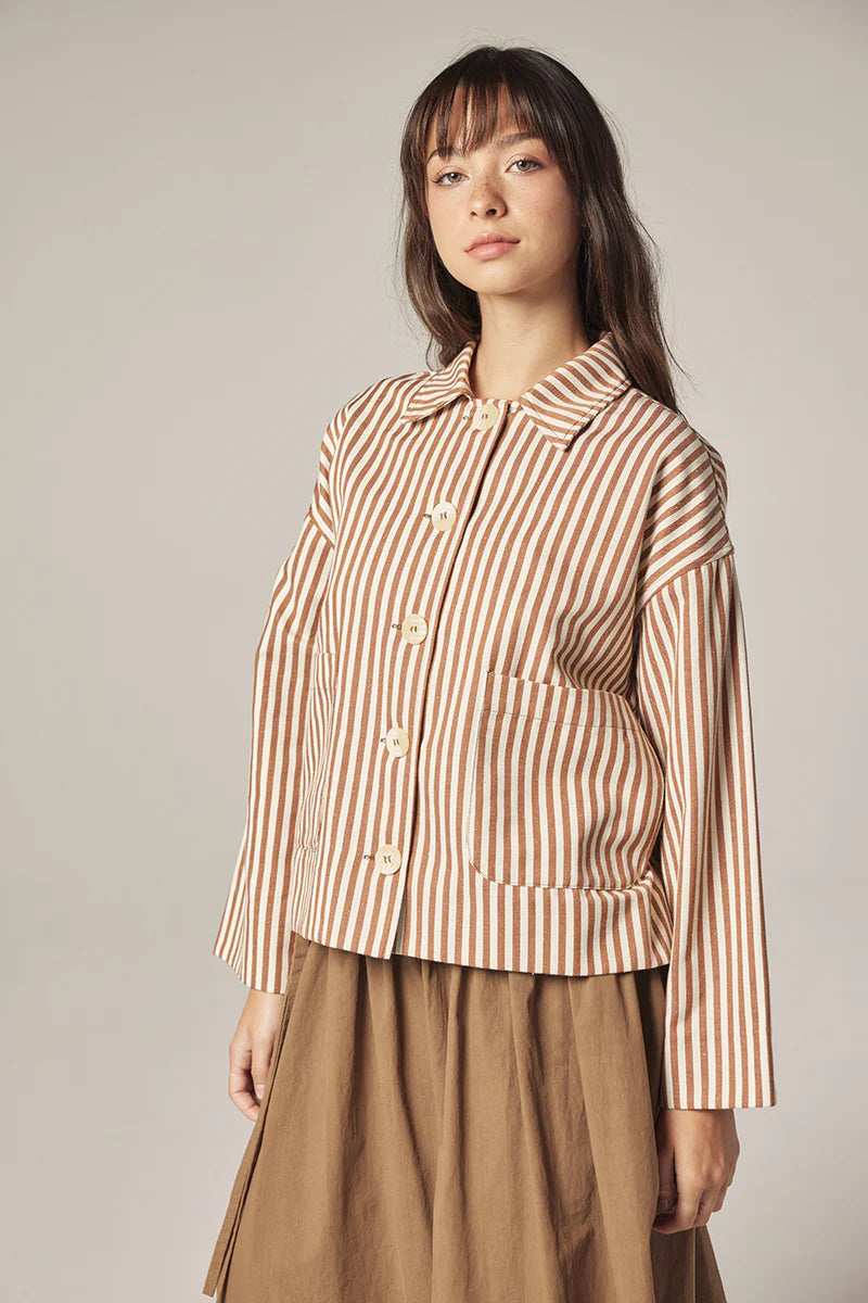 Stripe Button Down Jacket