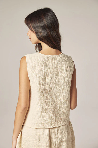 Button Down Jacquard Top