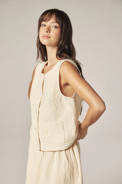 Button Down Jacquard Top